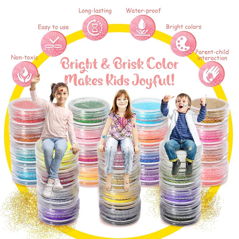 Glitter Tattoo Kit for Kids - 31 Colors, 165 Stencils & Brushes | Fun Arts & Crafts for Birthday Parties & Festivals