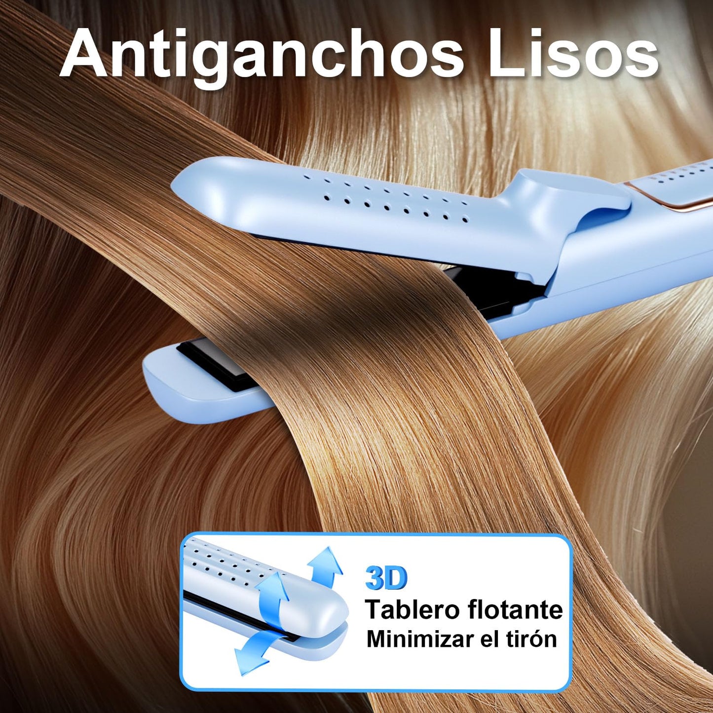 2-in-1 Hair Straightener and Curler Cold Airflow Function Curling Iron Blue