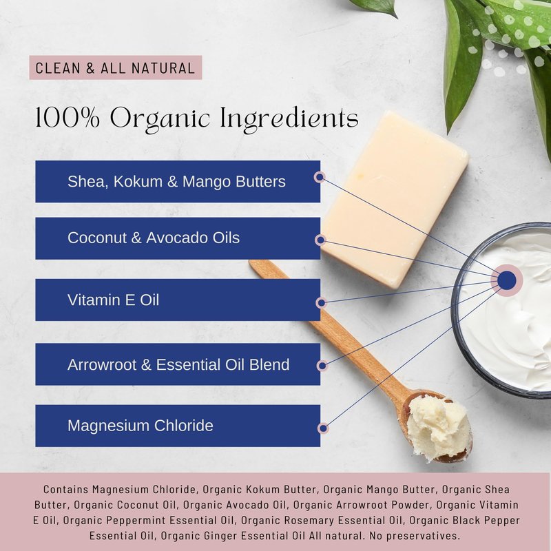 Sonam Sondhi Organic Magnesium Whipped Body Butter, 4 oz Jar, Extra Strength Magnesium Chloride from Ancient Zechstein Seabed, Supports Muscle Relaxation & Better Sleep