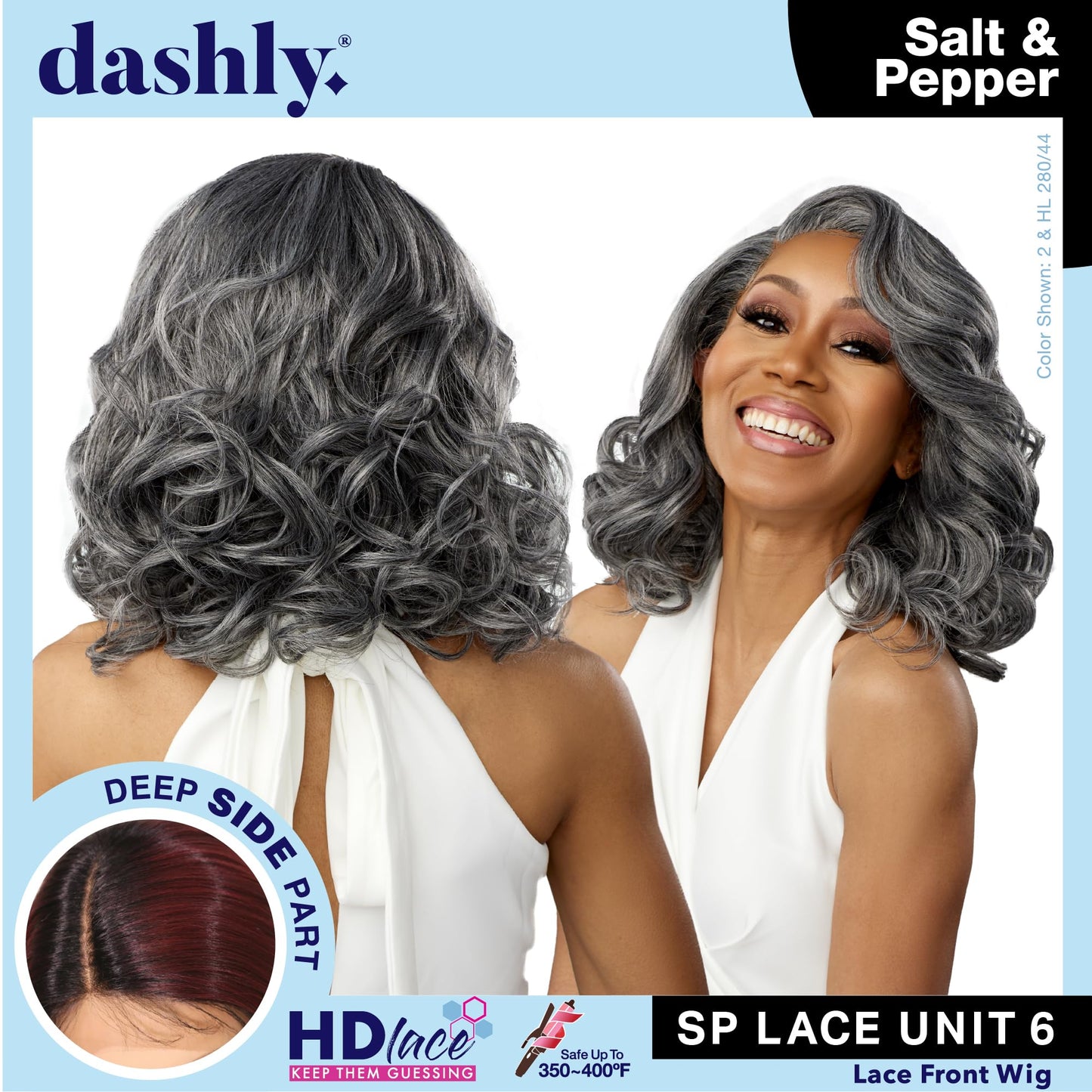 Sensationnel Dashly Lace Saltandpepper Wig-Sp Unit 6, HL280/44
