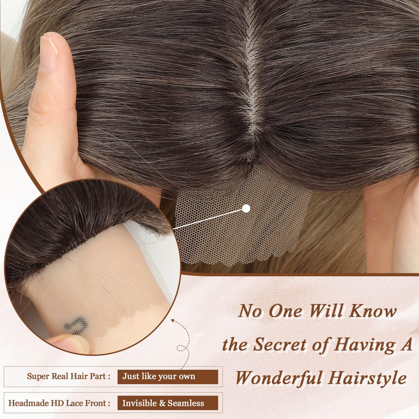 MORICHY Hair Topper for Women with Thinning Hair 20inch Long Wavy HairToppers with Bangs 6.5"x6.5" Large Base Synthetic Wiglets Ombre Dark Blonde