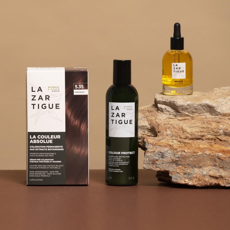 Lazartigue La Couleur Absolue, Permanent Hair Color with Botanical Extracts, Chestnut, Full Grey Coverage Coloring Kit, Vegan, Cruelty-Free, Ammonia-Free