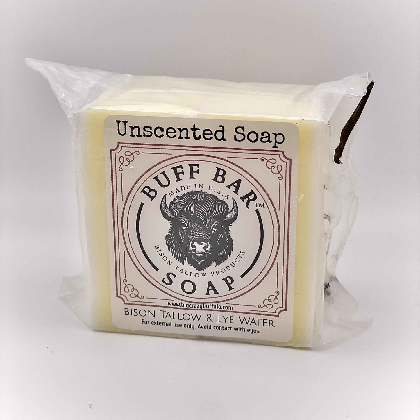 BUFF BAR Bison Tallow Buff Soap Bar, Unscented, (2 pack) - Cleans, Moisturizing, Non-Habit Forming, Soothes, Hydration, Naturally Derived - No Dyes, Chemicals, Fragrances, Preservatives