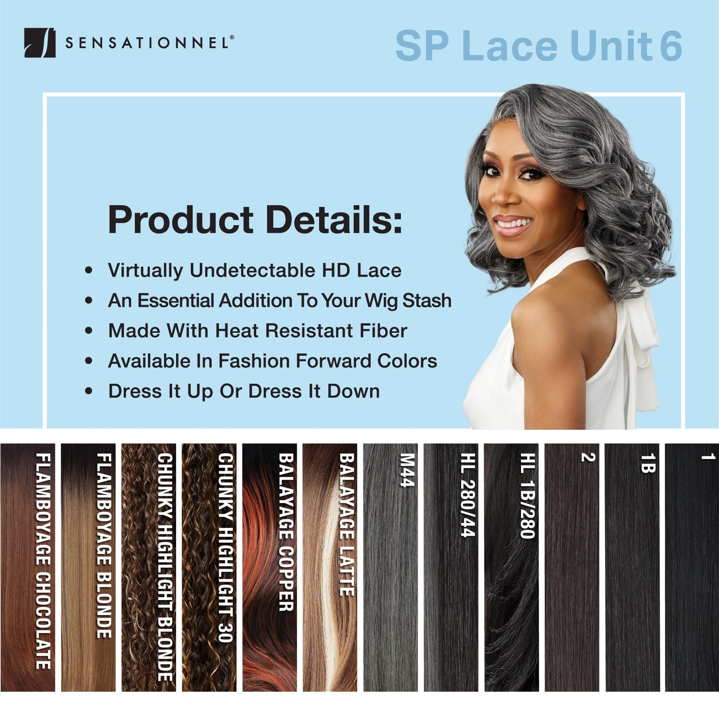 Sensationnel Dashly Lace Saltandpepper Wig-Sp Unit 6, HL280/44