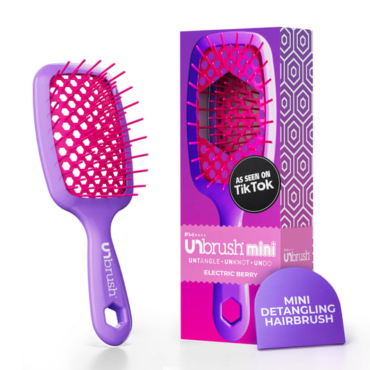 UNbrush Detangling Hair Brush Mini Neon - Electric Berry