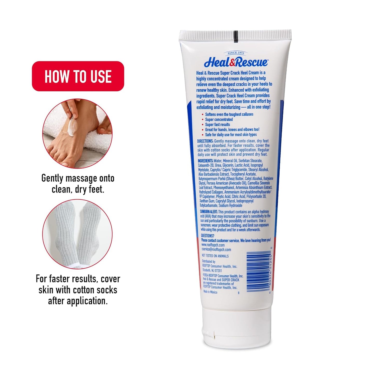 Heel Rescue Foot Cream - AHA & Shea Butter for Cracked Heels | Moisturizes & Exfoliates, 4.4 oz (Pack of 3)