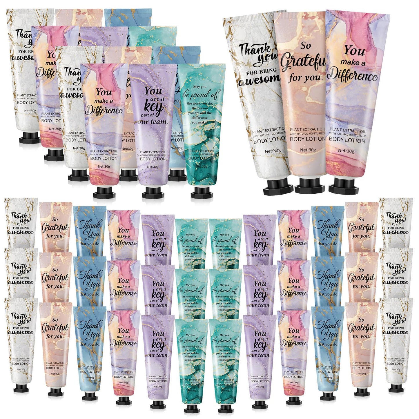 48pcs Hand Cream Thank You Gifts Bulk Inspirational Travel Size Dry Skin Hand Cream for Staff Team Teachers Employee Appreciation Gifts, Moisturizing Mini Body Lotion for Women Men