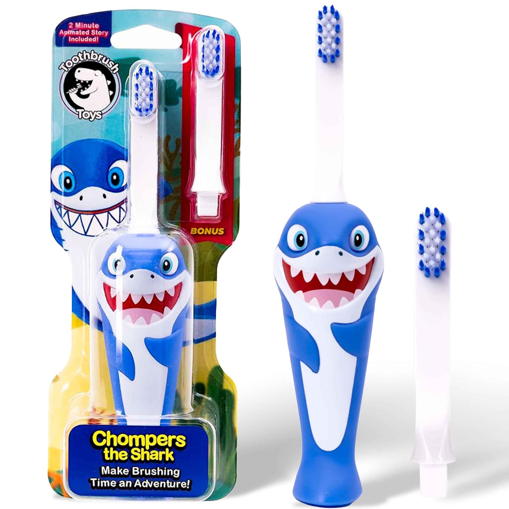 Kids Soft Bristle Shark Toothbrush for Ages 2+, Gentle and Cute Toothbrush for Children with Replaceable Brush Head, Ergonomic Handle Kids Brush for Teeth Care Ideal for Toddlers, Shark Design