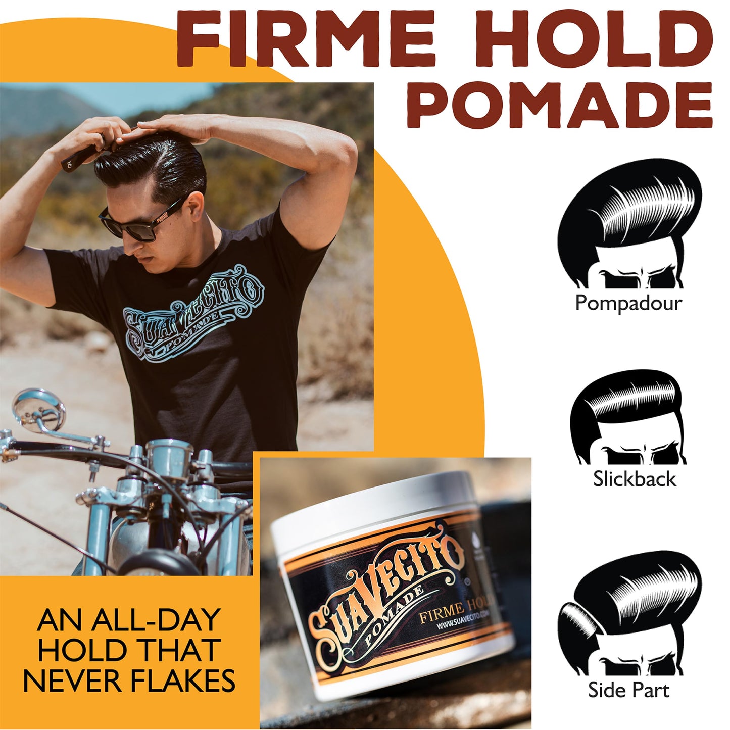 Suavecito Pomade Firme (Strong) Hold 4 oz, 2 Pack - Strong Hold Hair Pomade For Men - Medium Shine Water Based Wax Like Flake Free Hair Gel - Easy To Wash Out - All Day Hold For All Hair Styles