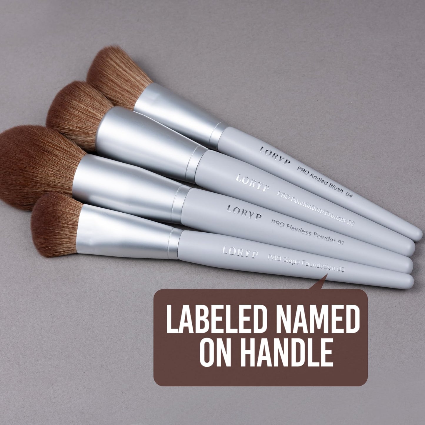 LORYP Makeup Brush Set Professional Synthetic Vegan for Beginners Gift Home Daily Use with Storage Pouch No Shedding No Scratch Face & Eye Brush Gray 20 Pcs
