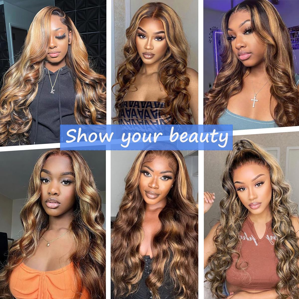 Lagalaga 18 Inch Color P4/27 Body Wave Wigs Human Hair Highlight Blonde Wis 200% Density Highlight Lace Frontal Wig 4x4 Lace Closure Wig Human Hair Pre Plucked For Black Women
