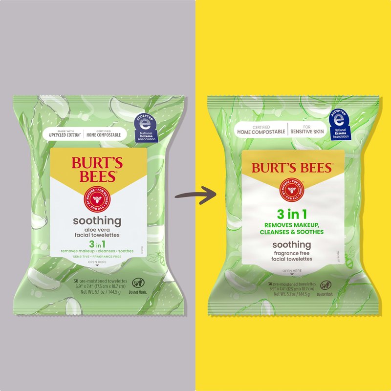 Burt’s Bees Soothing, Fragrance Free Facial Towelettes for Sensitive Skin, Aloe Vera, 100% Plant Based Cloths; 99% Natural Origin; Removes Makeup, Dirt and Oil; No Rinsing (Pack May Vary)