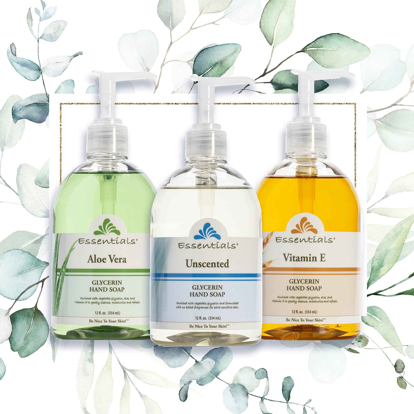 Essentials Glycerin Liquid Hand Soap, Unscented, 12-Fluid Ounce, Pack of 3