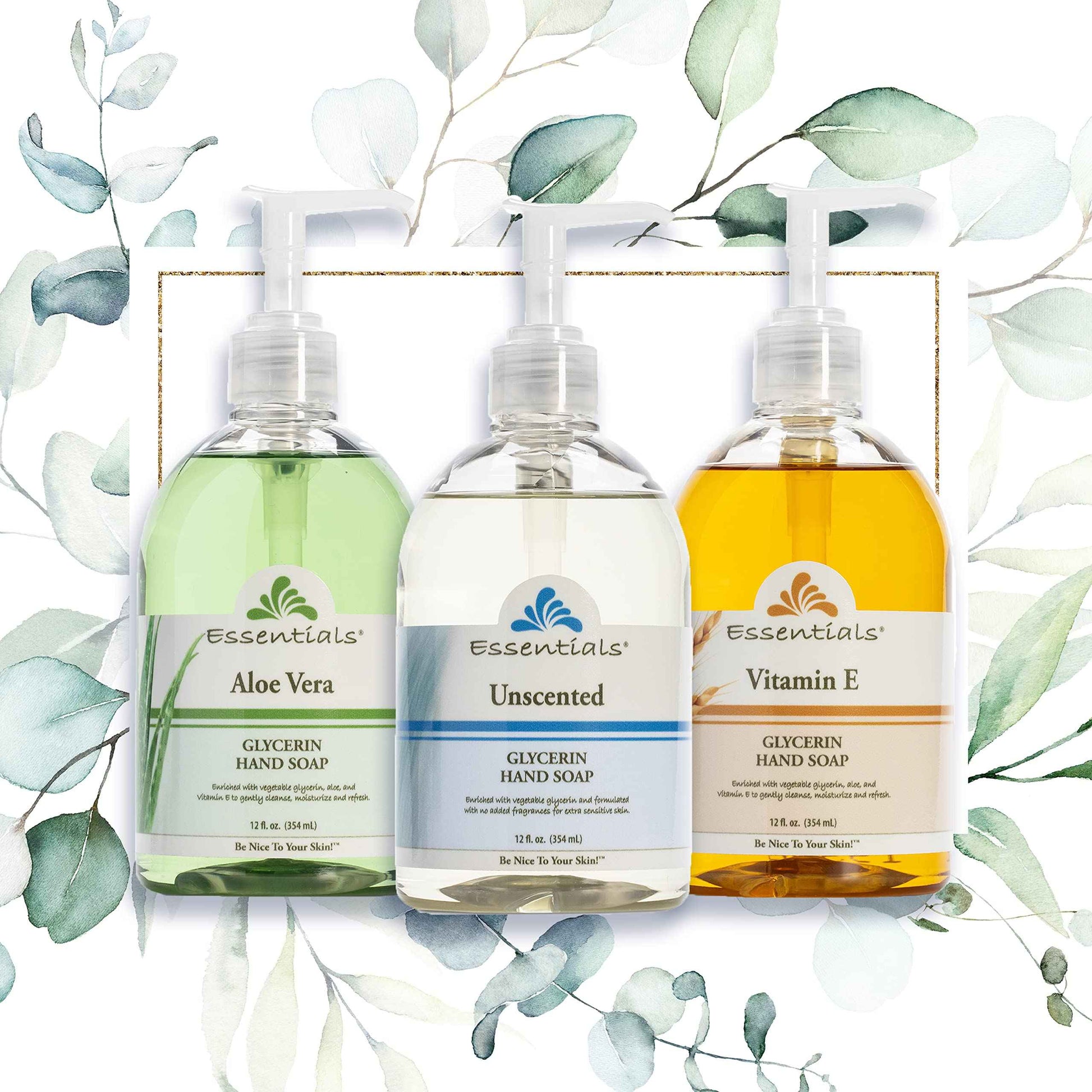 Essentials Glycerin Liquid Hand Soap, Unscented, 12-Fluid Ounce, Pack of 3