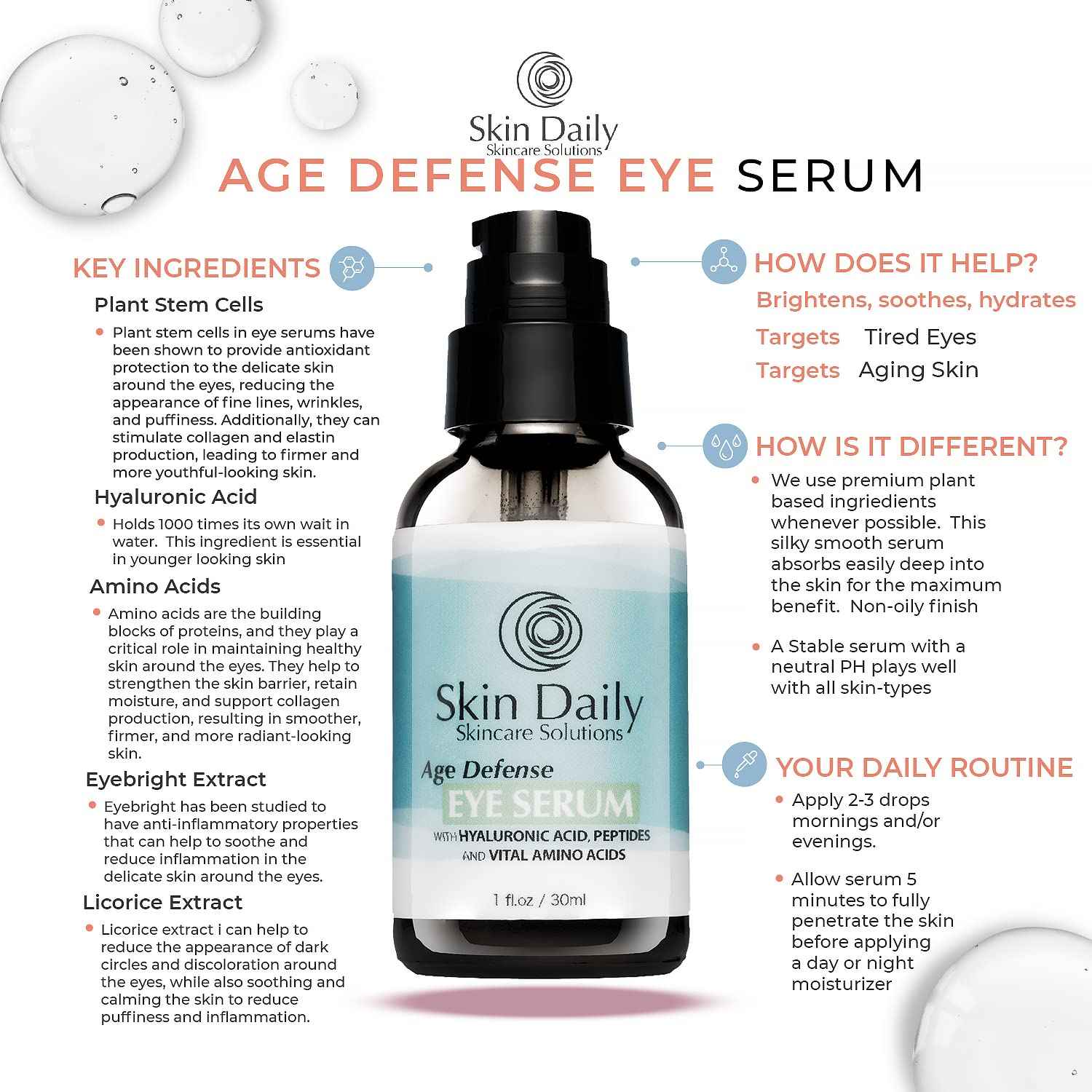Skin Daily Eye Cream for Dark Circles and Puffiness - Brighten and Revitalize Your Eyes with Our Magical 1oz Serum Treatment - Say Goodbye to Tired-Looking