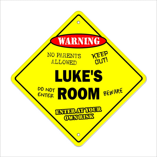 Luke's Room Sign Crossing Zone Xing | Indoor/Outdoor | 12" Tall Kids Bedroom Decor Door Children's Name boy Girl