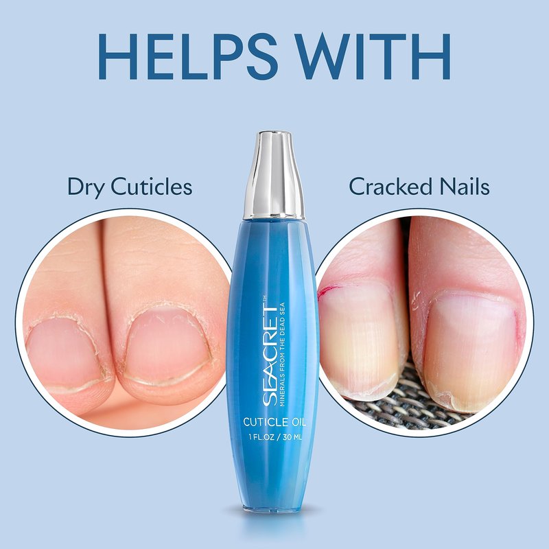 SEACRET Cuticle Oil with Precision Dropper Applicator - Fast-Absorbing for Dry, Cracked Nails, Non-Greasy Nail Care Treatment with Dead Sea Minerals, Calendula, Rosehip & Vitamin E, 1 Fl Oz / 30 ml
