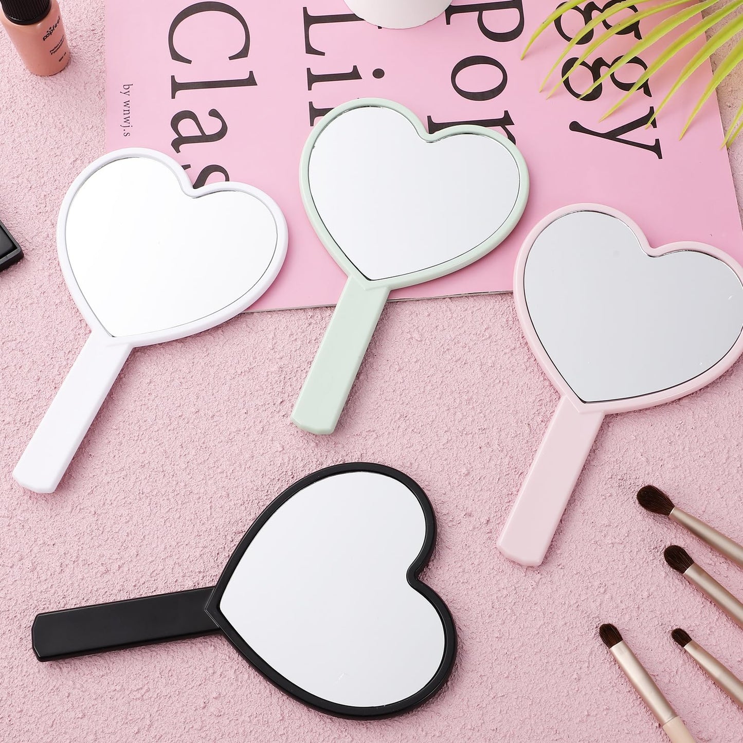 Healeved Heart-Shaped Mirror Set of 12 - Portable Handheld Mirrors for Makeup Cute Heart Design Compact Cosmetic Hand Mirror Ideal for Travel and Daily Use