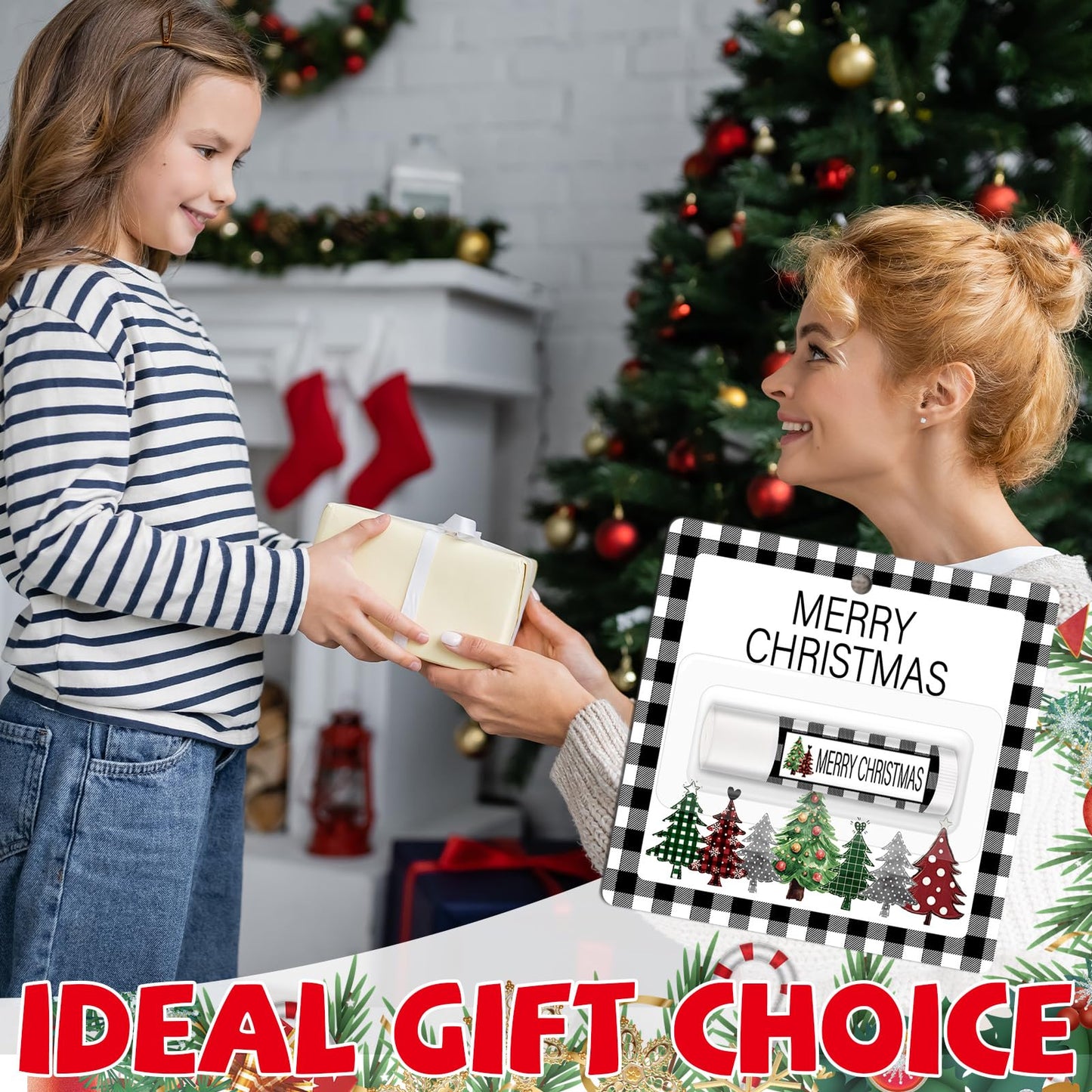 50 Pack Christmas Lip Balm Gift Bulk, Moisturizing Nourishing Lip Balm Appreciation Gift, Xmas Holiday Birthday Party Favors Stocking Stuffers for Women Men Coworker Employee Teacher (Christmas Tree)