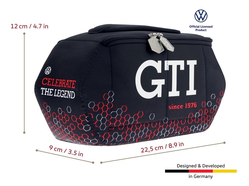 BRISA VW Collection - Volkswagen Neoprene Universal Makeup Cosmetics Toiletry Travel Pharmacy Bag in GTI Design (Hexagon/Black/Small)