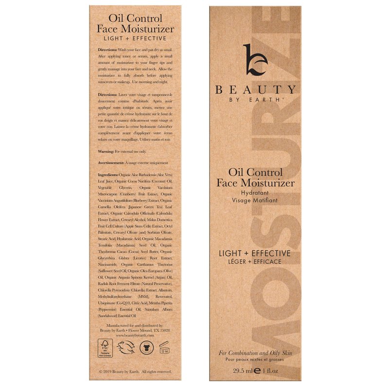 Oil Control Face Moisturizer - USA Made with Natural & Organic Ingredients, Lightweight and Mattifying Moisturizer for Oily & Acne Prone Skin, Face Cream with Niacinamide and Hyaluronic Acid