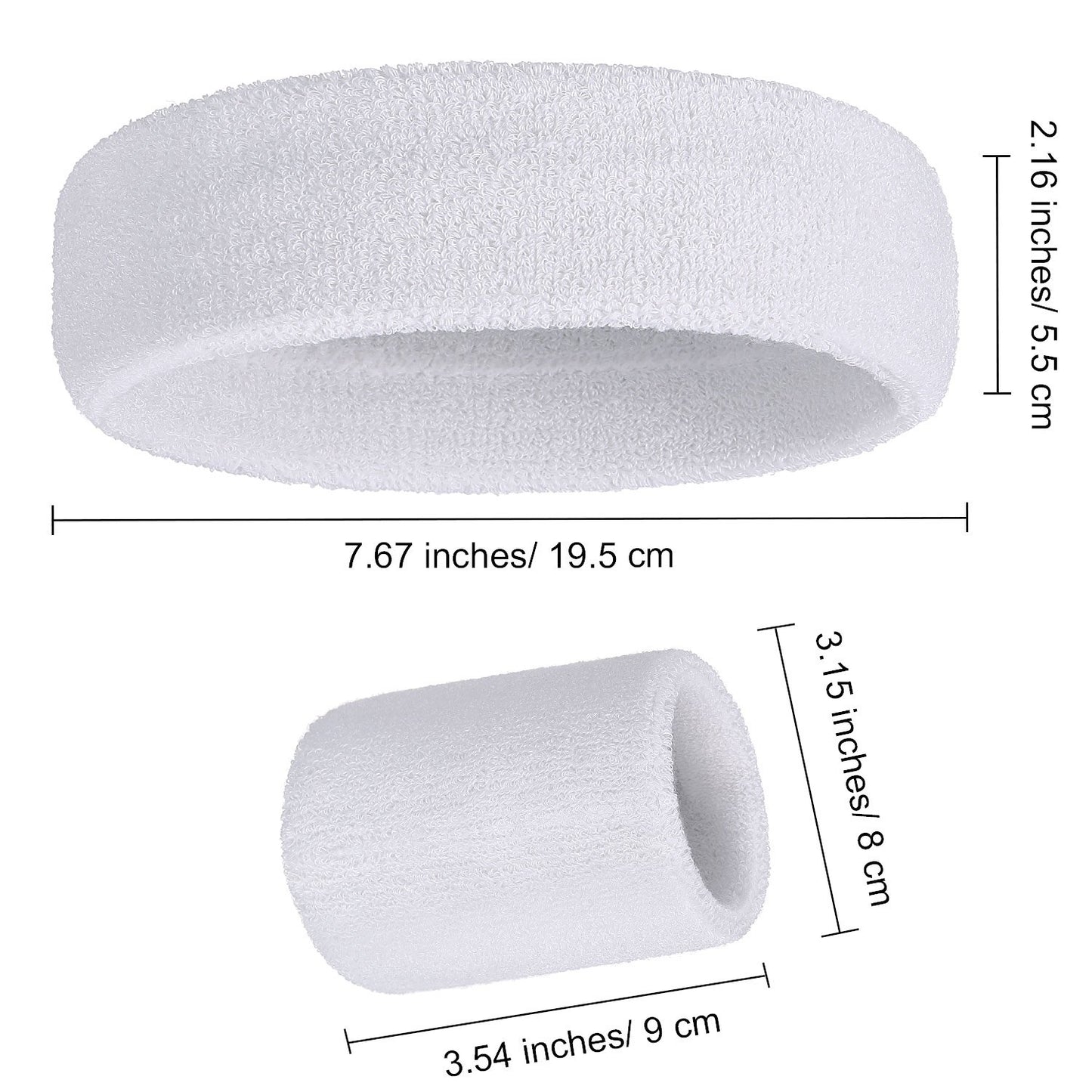 WILLBOND 3 Pieces Sweatbands Set, Includes Sports Headband and Wrist Sweatbands Striped Sweat Band for Athletic Men and Women (White)