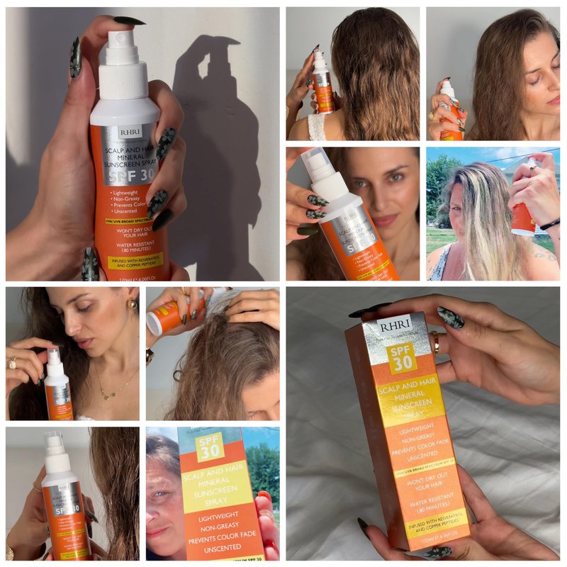 Hair Sunscreen Spray SPF 30 | Scalp Sunscreen for Hair & Scalp | Heat Protection Spray for Hair Non-Greasy UV Protection | Heat Protectant Helps Prevent Color Fade & Dryness | Beach SunBlock 4 oz