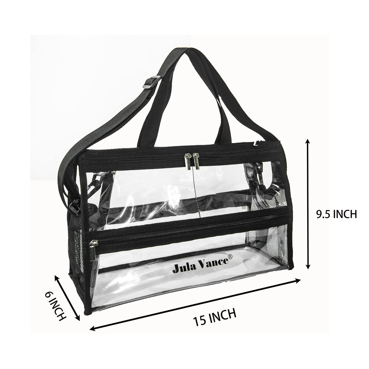 Jula Vance Game Changer Travel Actor Kit Clear Vinyl PVC Cosmetic Makeup MUA Kits Organizer Bag Stadium Approved Clear Tote Gym Work Bag with Adjustable Strap for Home,Work,Concerts, Sports Events