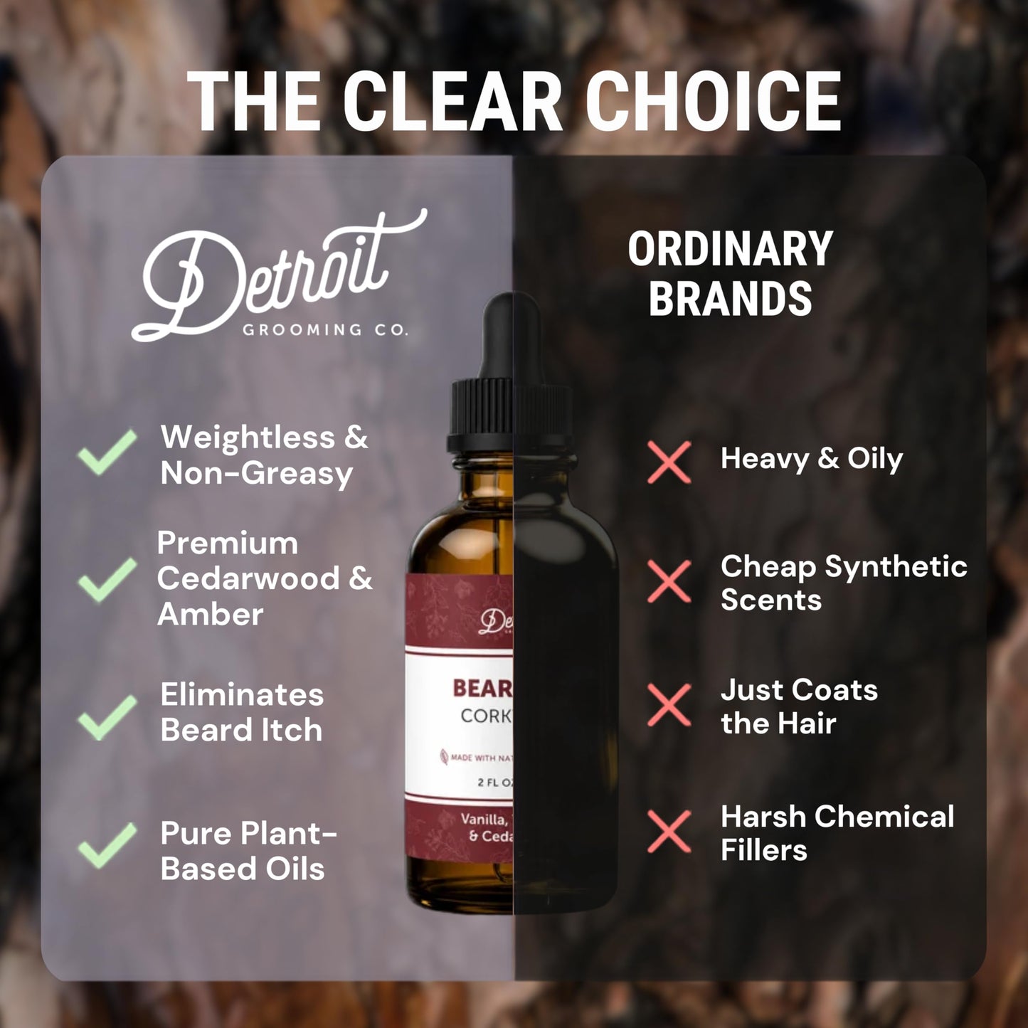 Detroit Grooming Co. Beard Oil (2oz) - Sweet Vanilla & Tobacco - Premium Nourishing Formula with Sweet Almond Oil & Vitamin E - Men's Beard Softener & Moisturizer - Double Size