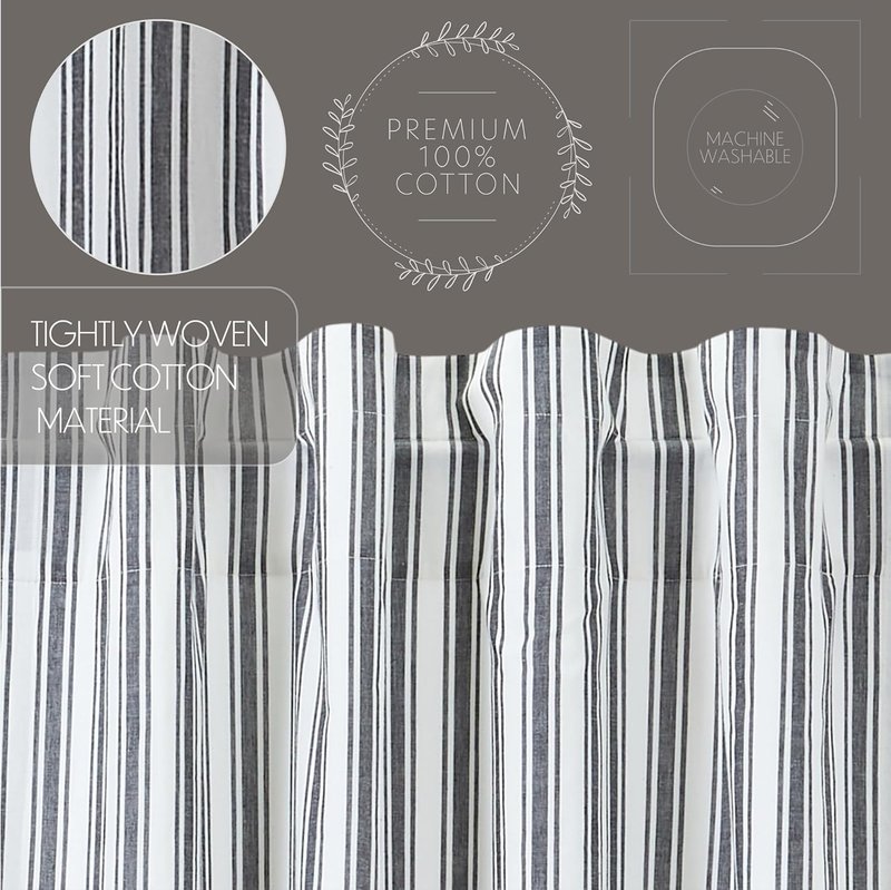 Sawyer Mill Ticking Stripe Swag Curtains - Black | 36x36x16, Set of 2