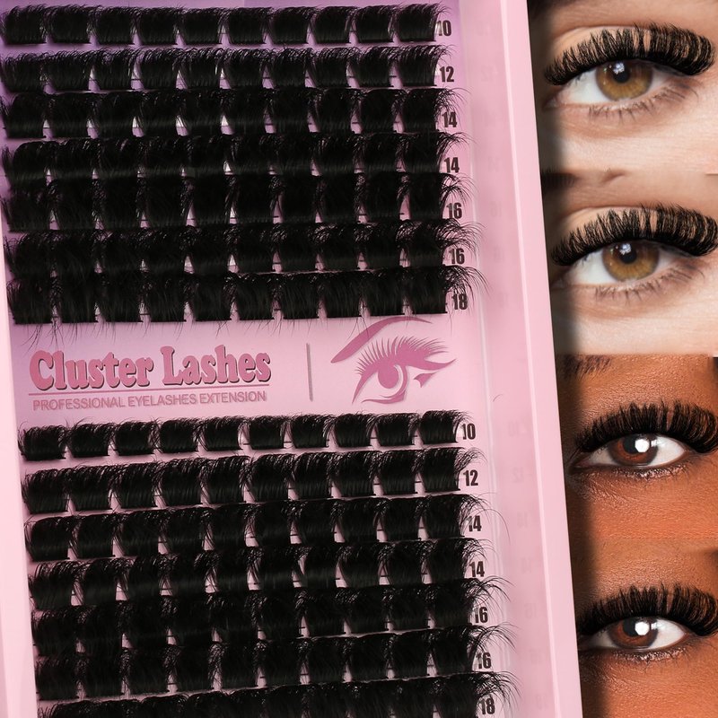 D Curl Lash Clusters Extensions 140 Pcs Individual Eye lash Clusters 300D Cluster Eyelash Lashes Wispy Clusters Lashes Makeup at Home - DIY Lash Extension Kit for Self Application (9-18MM) Mix