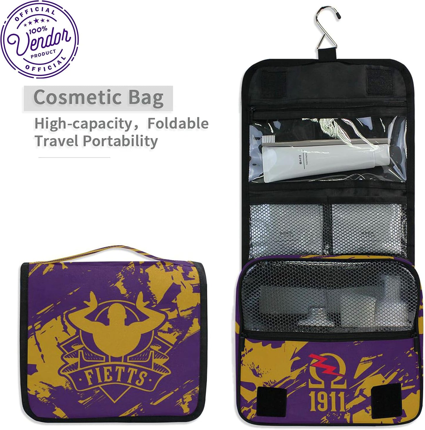 Omega Psi Phi Fraternity Toiletry Travel Bag - Durable Hanging Design | Ideal for Travel