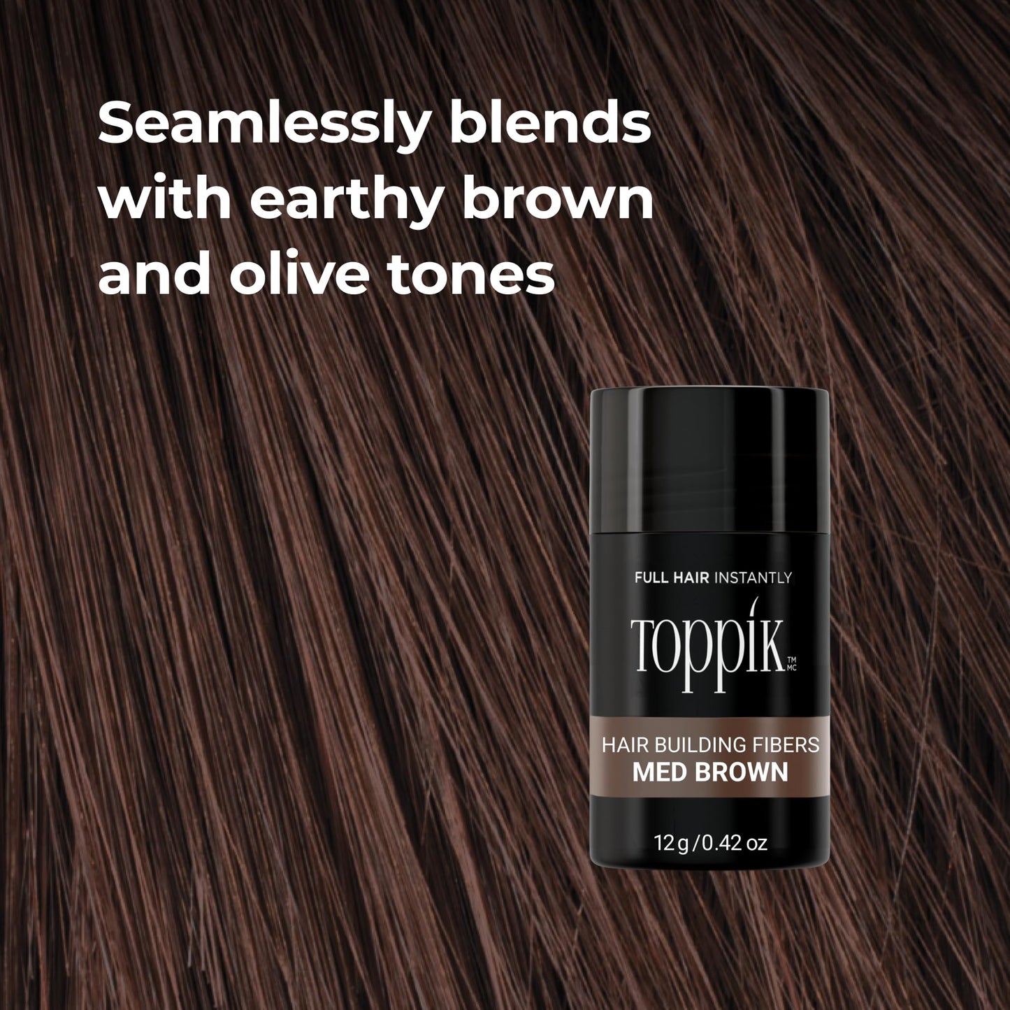 Toppik Hair Building Fibers, Medium Brown, 3g Fill In Fine or Thinning Hair, Instantly Thicker, Fuller Looking, 9 Shades for Men & Women, Keratin Protein Formula