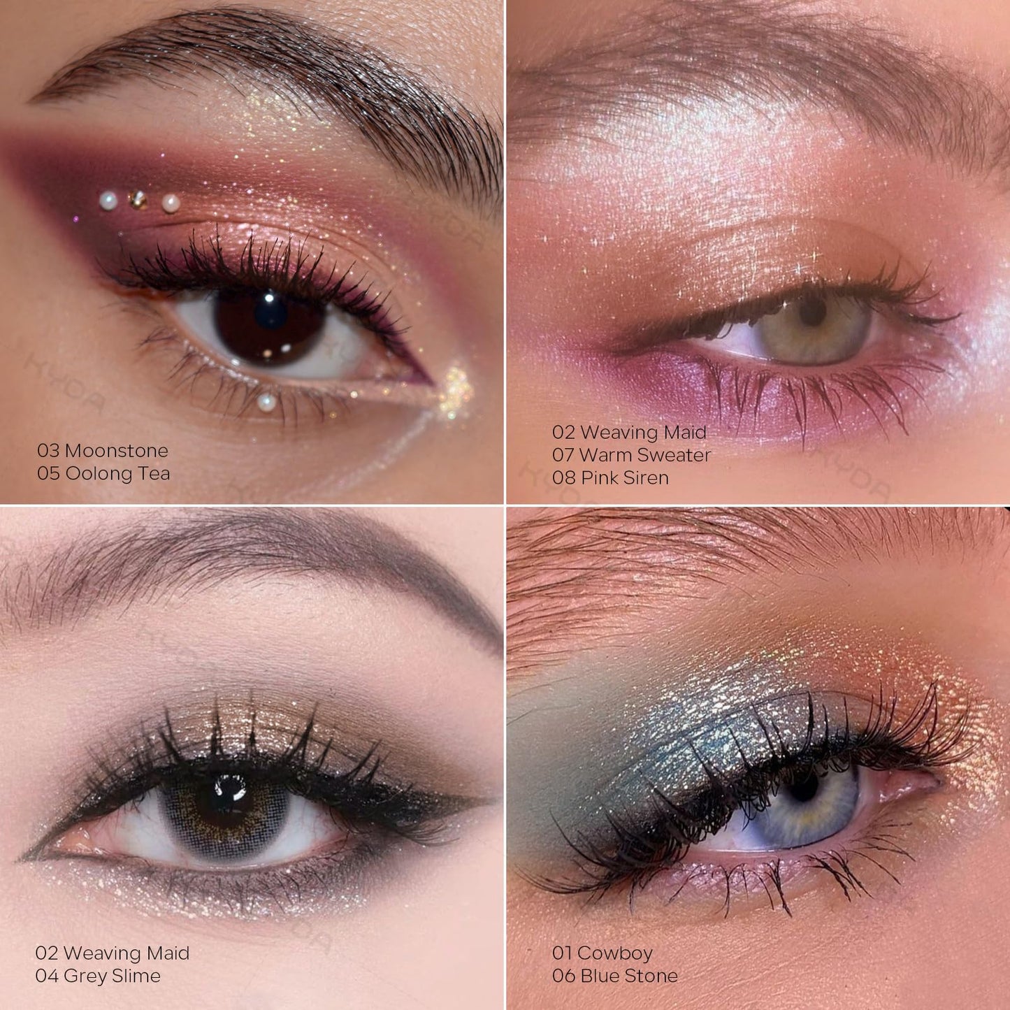KYDA Single Glitter Eyeshadow, Cyan Blue Silver Eyeshadow, Lasting Blendable Shimmer Eyes Shadow, Sparkling Eyes Glitter, Soft Buildable Glossy Color, Wet Look Effect, Blue Stone