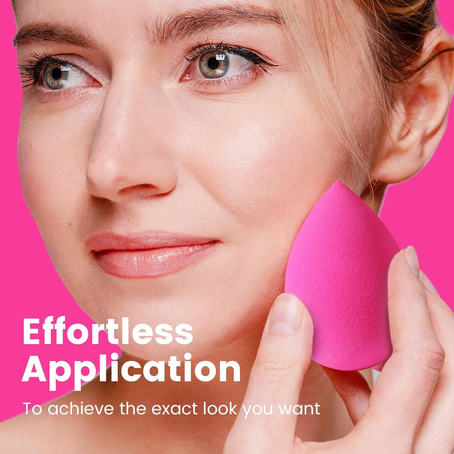 BEAKEY Makeup Sponge Set, 5 Pcs Foundation Blending Sponge, Beauty Sponges Flawless for Liquid, Cream, and Powder, Latex-Free and Vegan Boun Boun Makeup Sponges, Black
