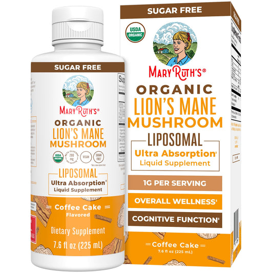 Organic Lions Mane Supplement by MaryRuth's | Ultra Absorption Liposomal | Full Spectrum Lion's Mane Mushroom | 200mg Beta-Glucans Per Serving | USDA Organic | Vegan | 7.6 oz | 15 Servings