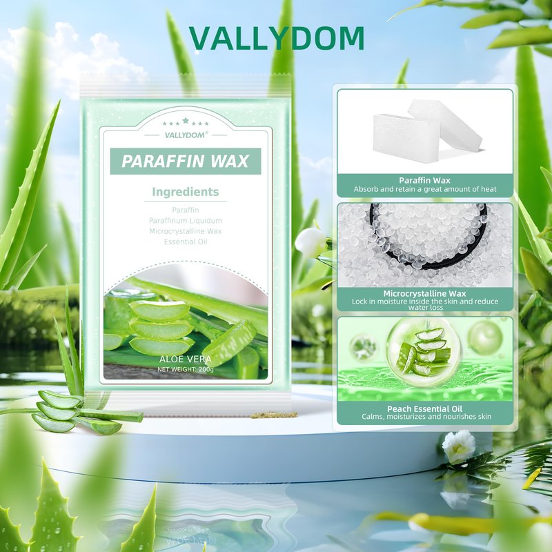 VALLYDOM Paraffin Wax Refills, 10 Pack 200g Aloe Vera Scented Paraffin Wax Blocks for Paraffin Bath, Paraffin Wax Machine Refills for Hand Feet Dry Skin,Rrelieves muscle fatigue, Hydration and nourish