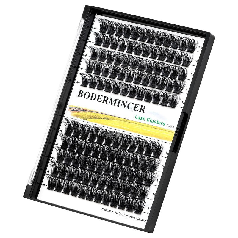 Bodermincer 120 Clusters 10mm+12mm/12mm+14mm Mixed Lash Cluster False Eyelash Individual Cluster EyeLashes Grafting Fake False Eyelashes Eyelash Extension (M01-Black-16mm)