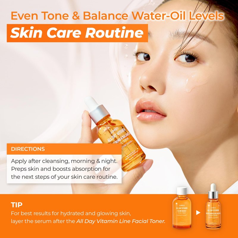 JUMISO All Day Vitamin Serum, Brightening & Balancing Facial Serum, Gift, Vitamin C, A, B, D, E , Serum with Vitamin, Korean Skincare, Skin brightening, soothing, Vegan serum, Vitamin tree extract 86.14%, Niacinamide 20,000ppm,1.01 fl oz (serum)