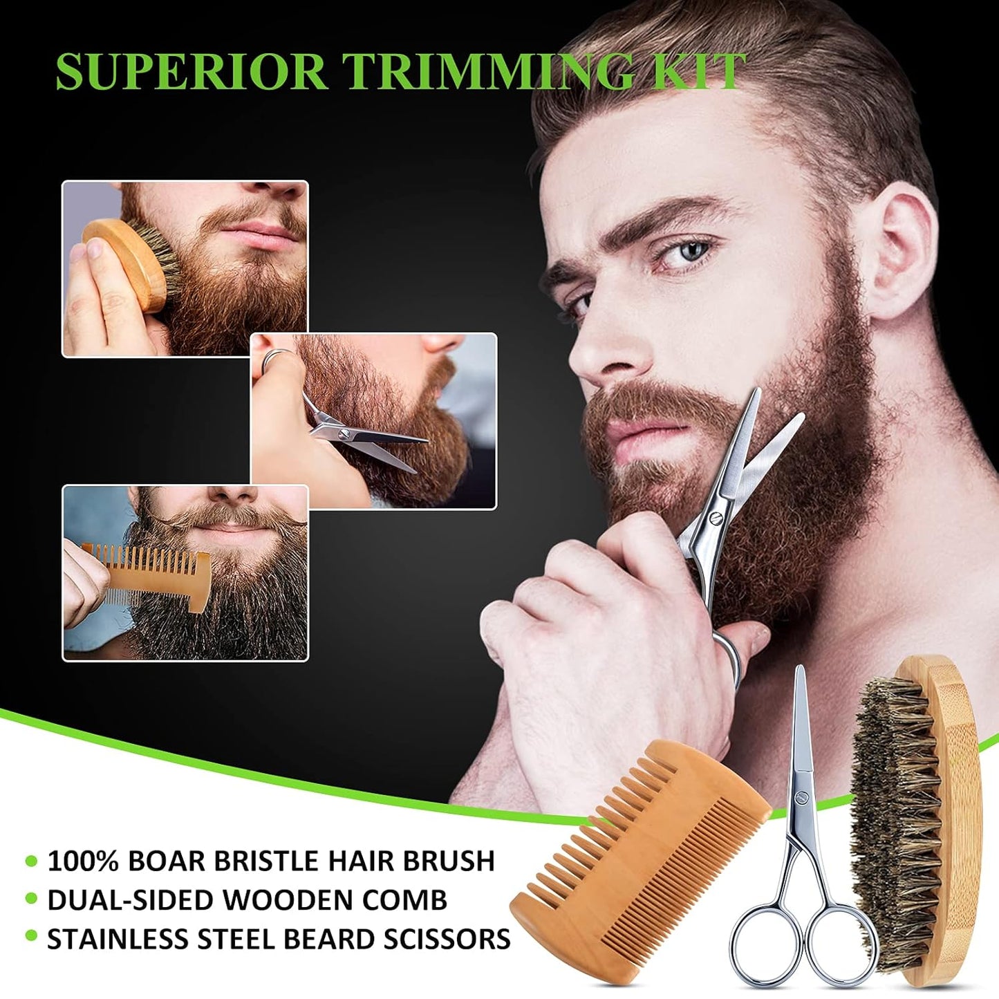 Beard Kit for Men - Complete Grooming Set with Wash, Conditioner, Oil, Balm & Accessories | Perfect Gift for Dads & Husbands