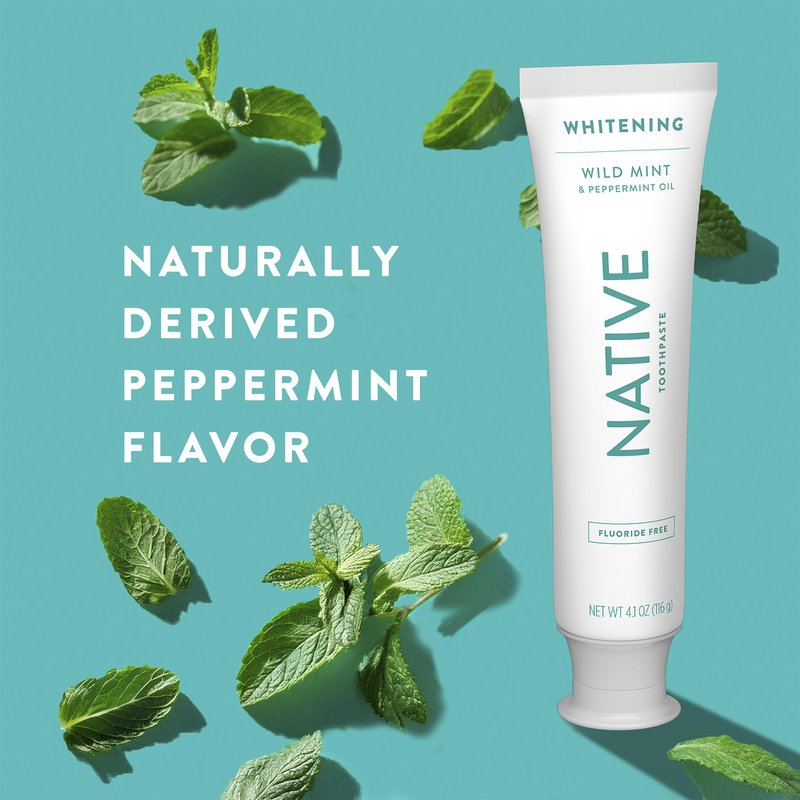 Native Fluoride Free Toothpaste, Whitening - for Adult, Kids 2+ Oral Care - Wild Mint & Peppermint Oil Flavor, 4.1oz (Pack of 3)