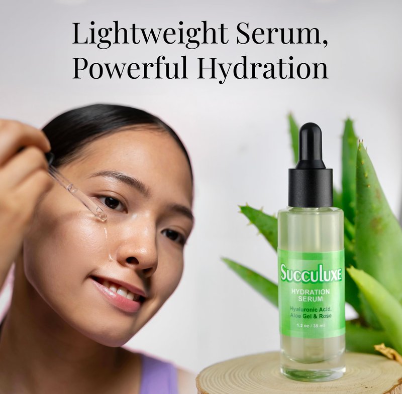 Succuluxe Hydration Serum - with Hyaluronic Acid, Aloe Vera & Rose for Sensitive Skin & Dry Skin
