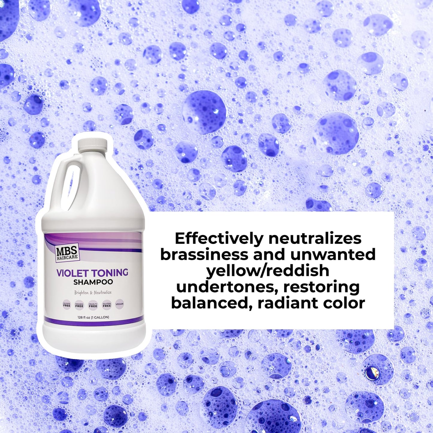 MBS Haircare Salon Grade Violet Toning Shampoo – Professional Purple Shampoo for Blonde, Silver & Gray Hair – 1 Gallon