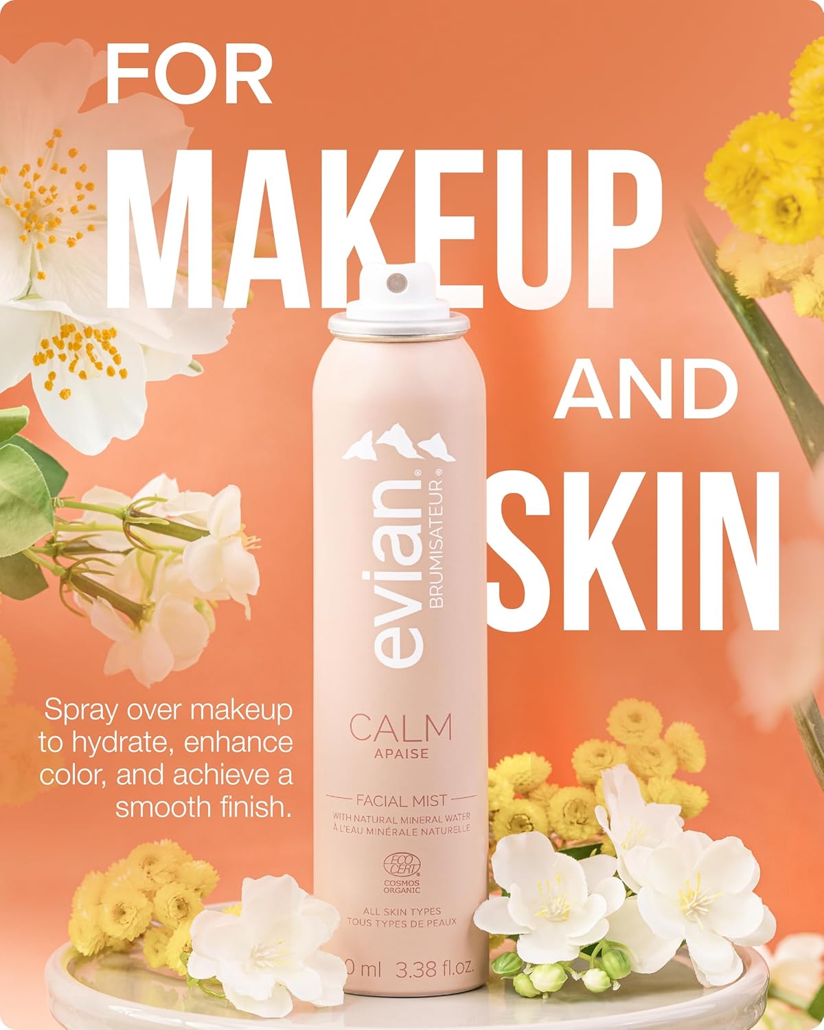 Evian Facial Spray - Hydrating Face Mist with Natural Mineral Water & Plant Extracts | 3.38 oz