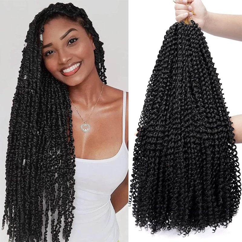 Passion Twist Hair - 24 Inch Water Wave Crochet Braids | 7 Packs Bohemian Curly for Butterfly Locs (1B#)