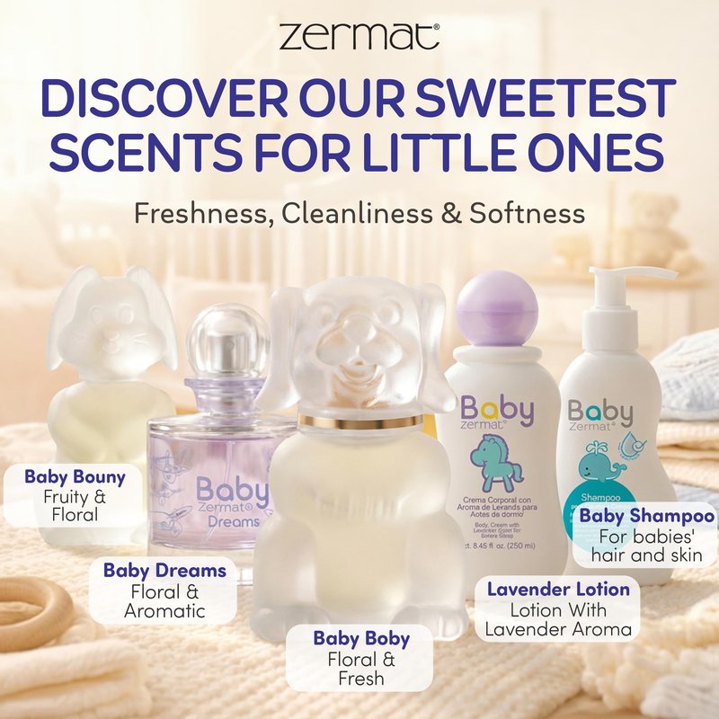 Zermat Boby | Baby Cologne Unisex Perfume |Paraben-Free, Hypoallergenic & Gentle Formula | Long-Lasting Powdery, Clean, Floral Perfume Violet & White Flowers | Perfumes para Bebes | 65ml /2.2oz