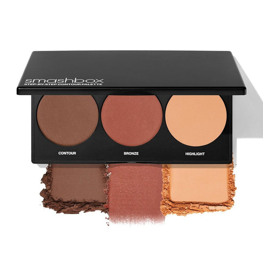 Smashbox Step-By-Step Contour Palette | Sculpt + Glow All-In-One Contour Kit with Blendable + Buildable Formulas, Medium/Deep, 0.3 Ounce
