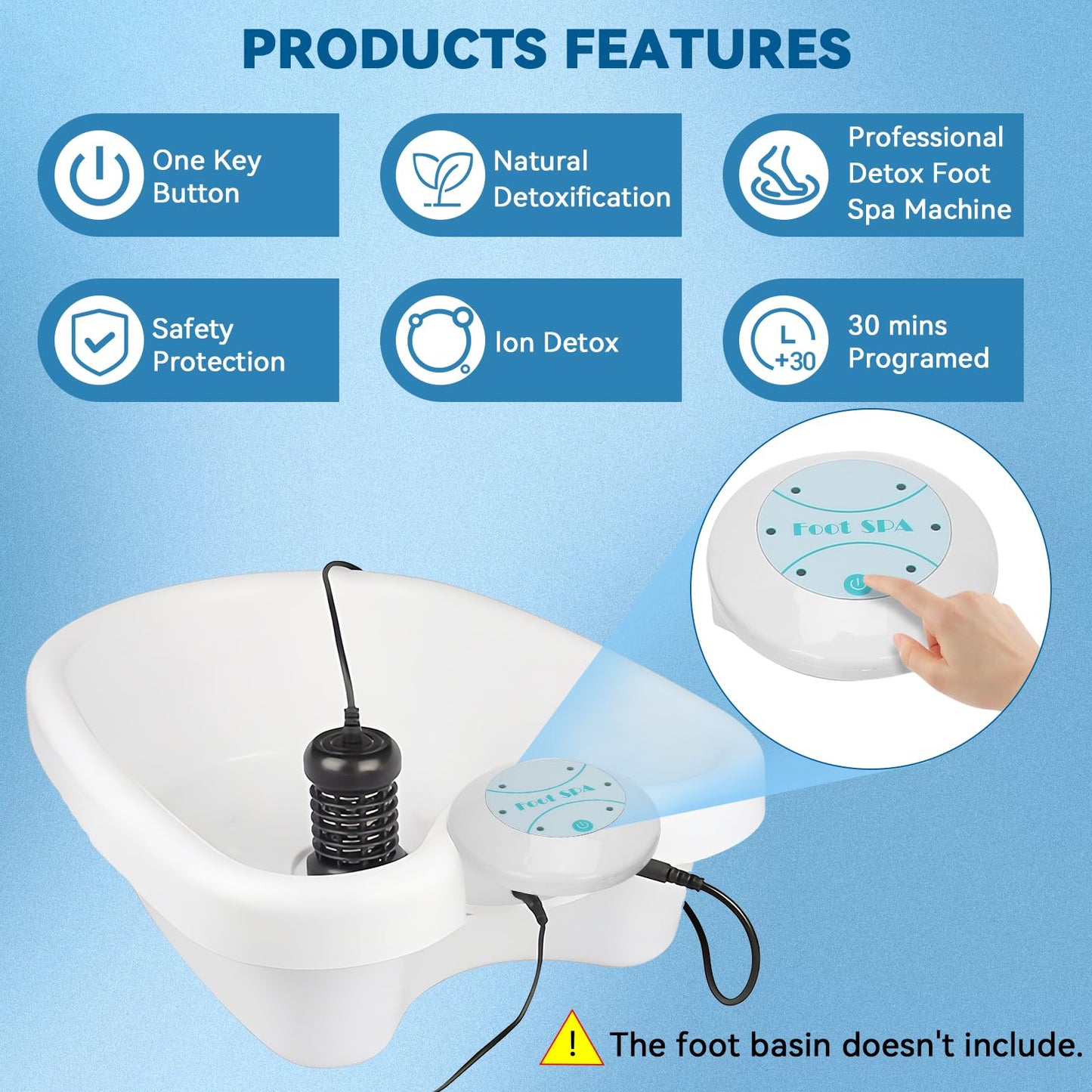 Pilipane Foot Bath Machine, Portable Foot Bath Machine, Foot Cleanse Foot Spa Machine for Home Use Spa Club Salon Travel