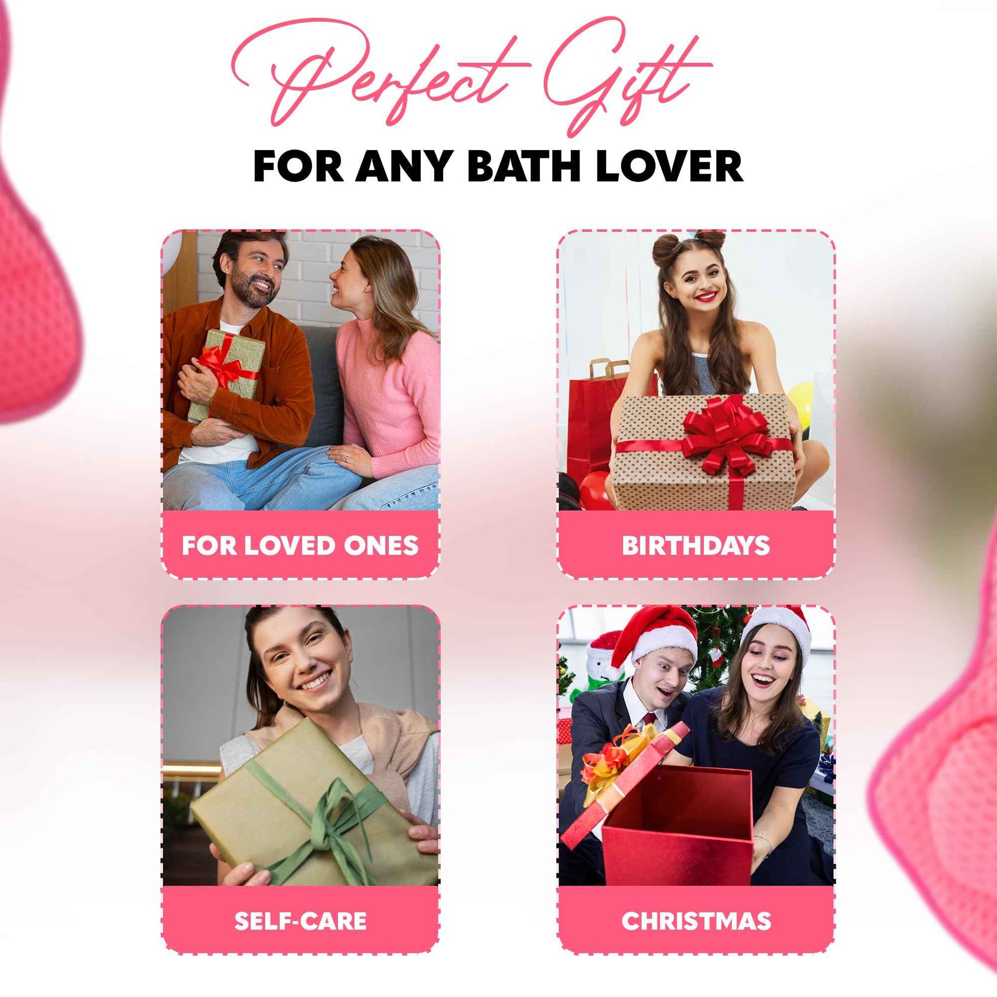 Bath Pillow for Tube - Relaxing Bath Pillows for Head and Neck, Relaxation Gifts for Women, Bathtub Pillow with Suction Cups, Spa Day Essentials, Bath Tub Accessories