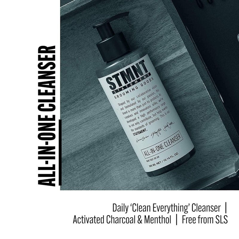 STMNT Grooming Goods All-In-One Daily Cleanser, 25.3 oz | SLS/SLES Sulfates Free | Extra Caring Formula w/ Activated Charcoal & Menthol